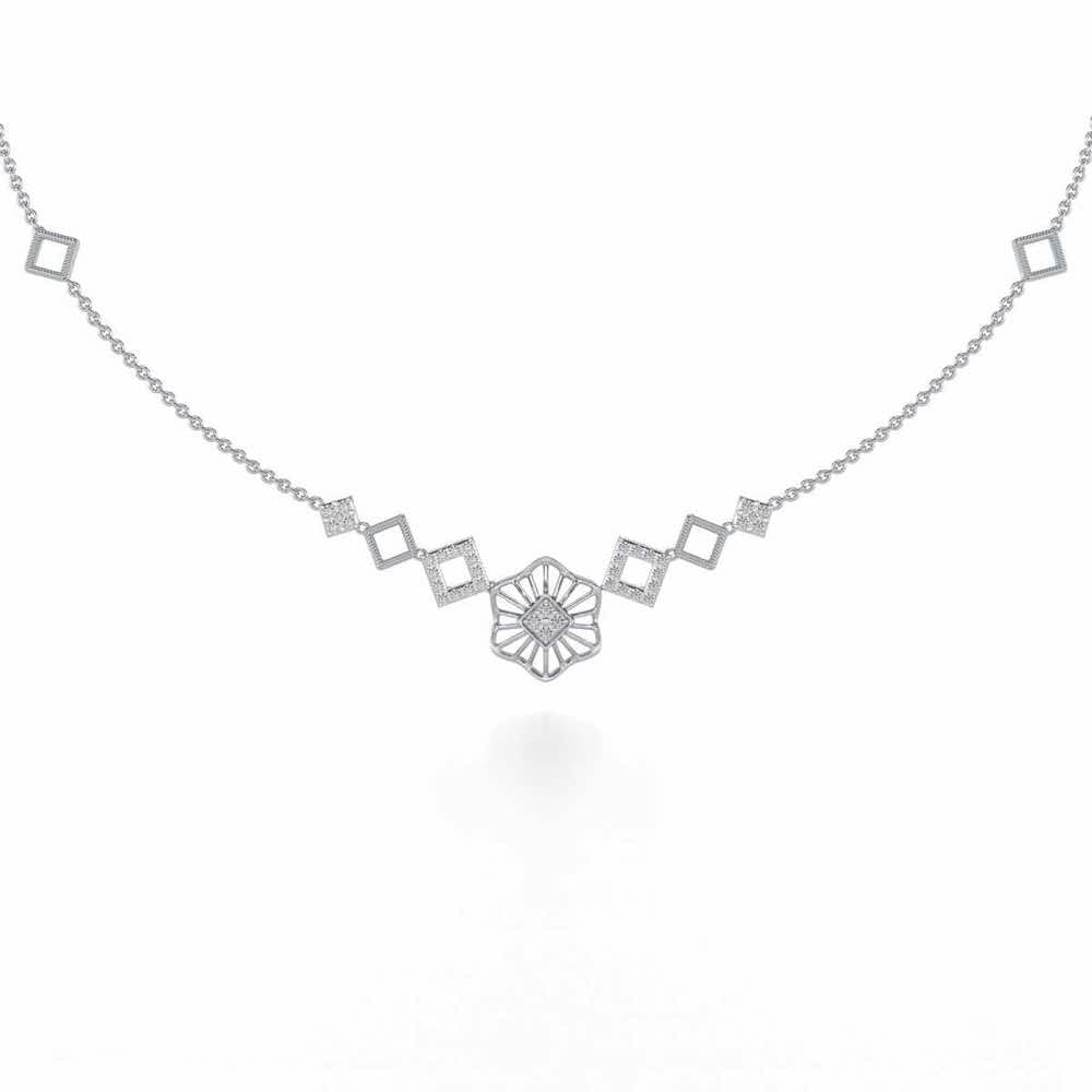 Enigmatic Bloom Silver Necklace - White Gold - Image 2