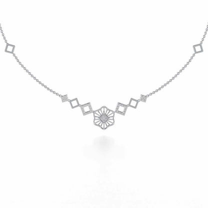 Enigmatic Bloom Silver Necklace - White Gold - Image 2