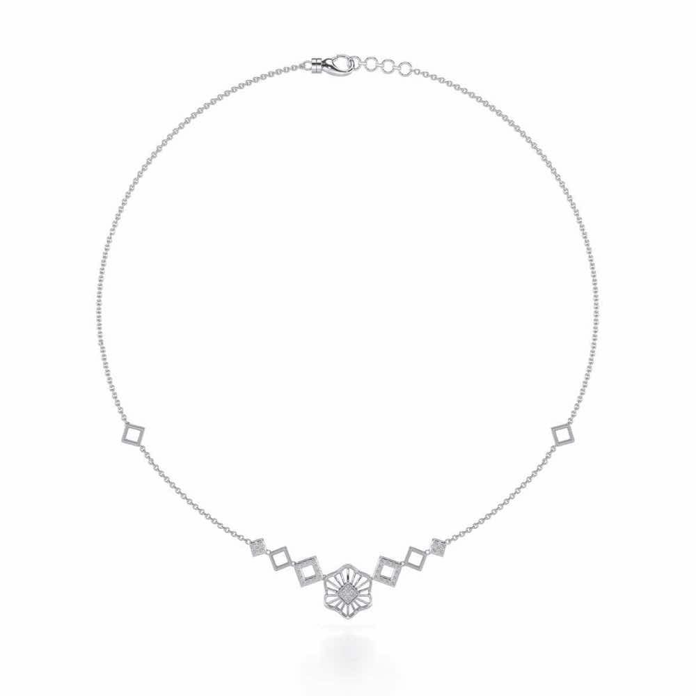 Enigmatic Bloom Silver Necklace - White Gold - Image 3