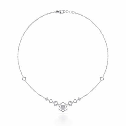 Enigmatic Bloom Silver Necklace - White Gold - Image 3