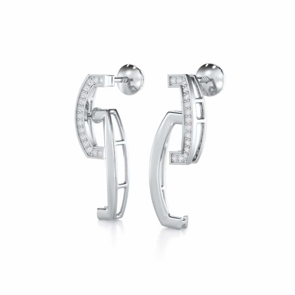 Entwined Silver Earrings - White Gold - Image 3