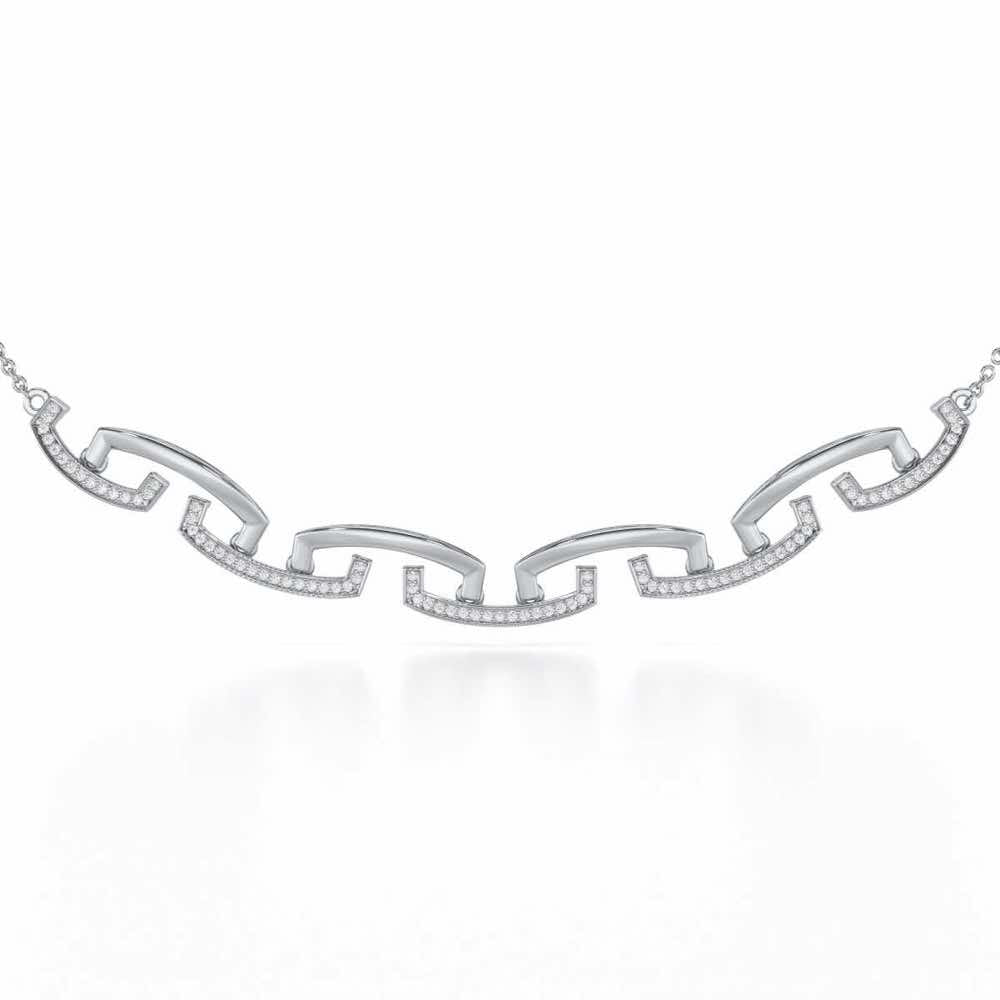 Entwined Silver Necklace - White Gold - Image 1