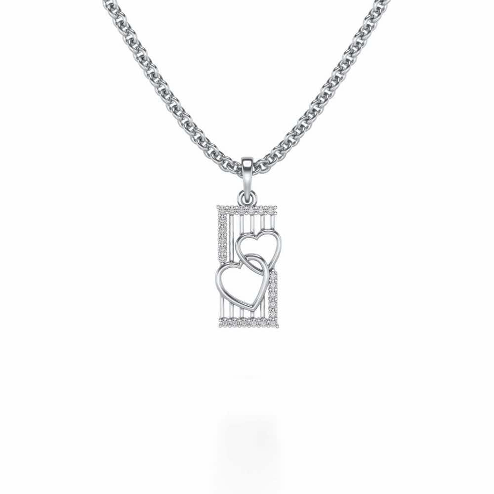 Entwined Heart Silver Pendant - White Gold - Image 1