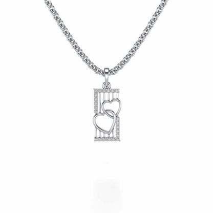 Entwined Heart Silver Pendant - White Gold - Image 1
