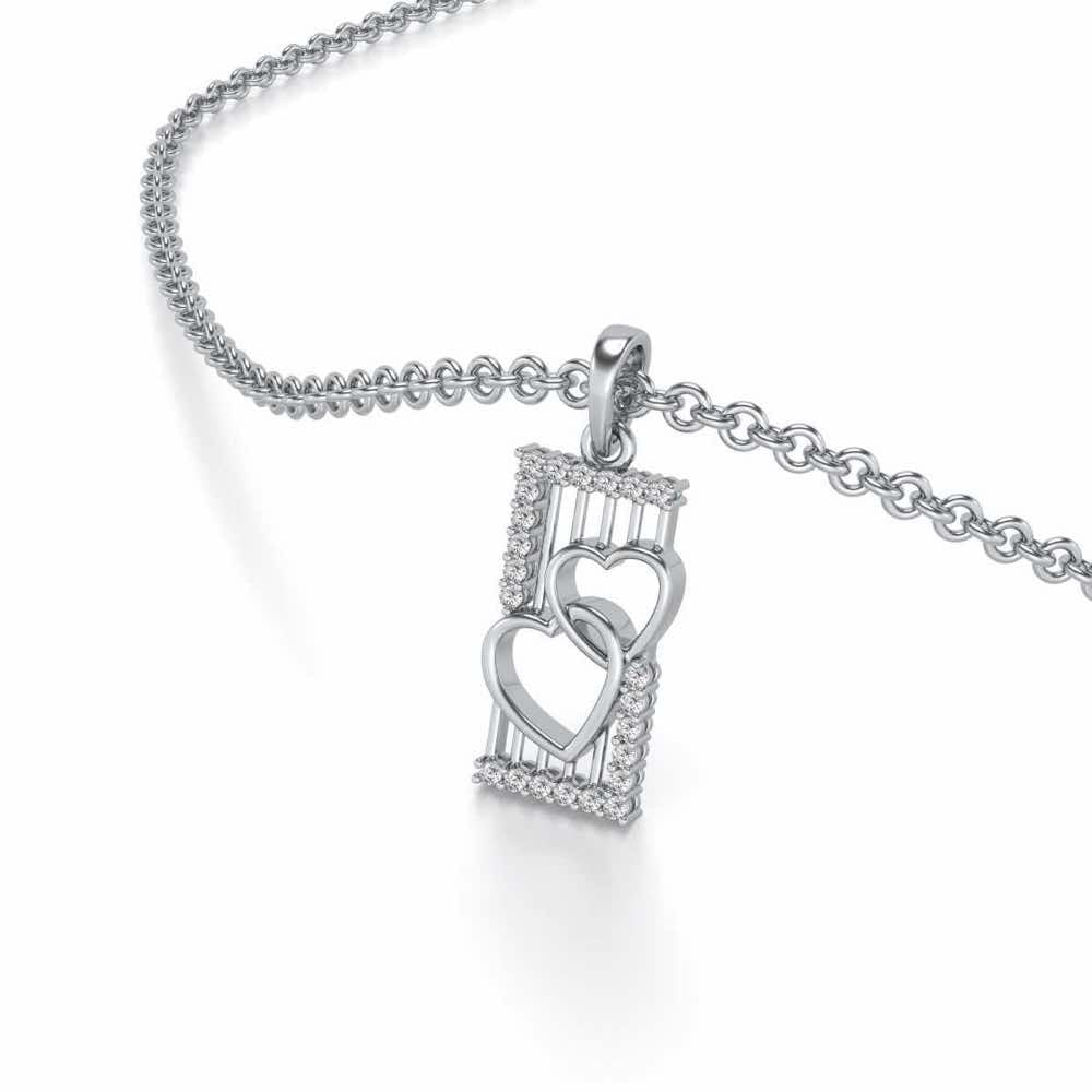 Entwined Heart Silver Pendant - White Gold - Image 2