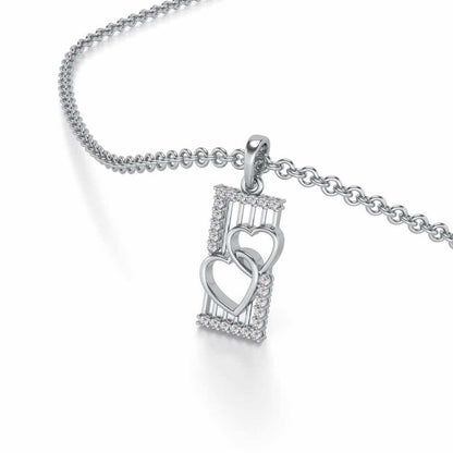 Entwined Heart Silver Pendant - White Gold - Image 2