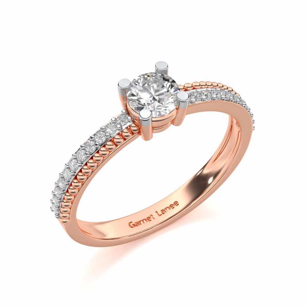 Esteem Solitaire Silver Ring - Rose Gold - Image 1