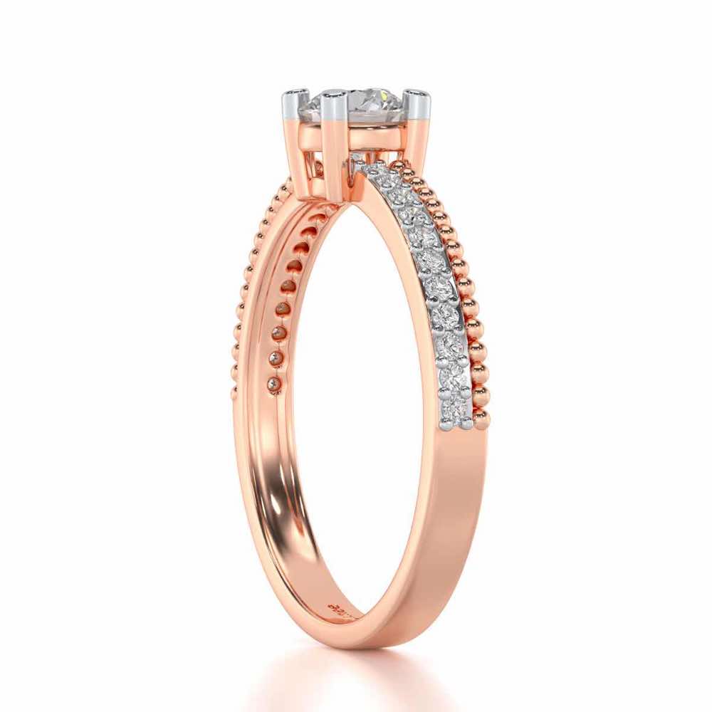 Esteem Solitaire Silver Ring - Rose Gold - Image 3