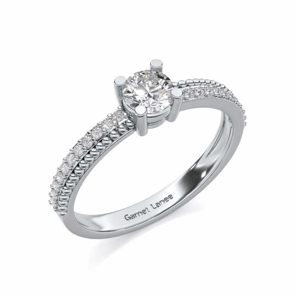 Esteem Solitaire Silver Ring - White Gold - Image 1