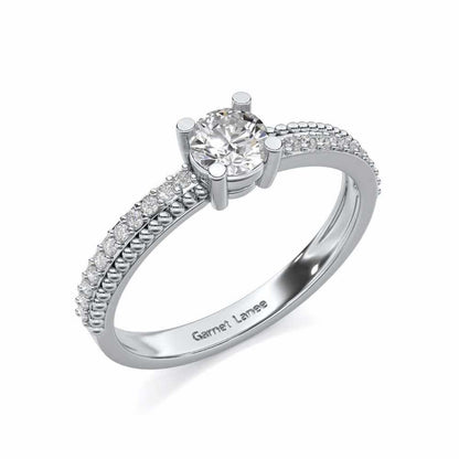 Esteem Solitaire Silver Ring - White Gold - Image 1