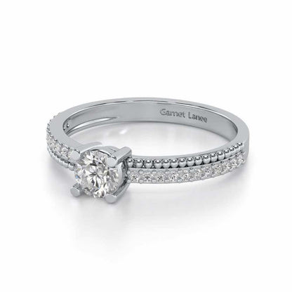 Esteem Solitaire Silver Ring - White Gold - Image 2