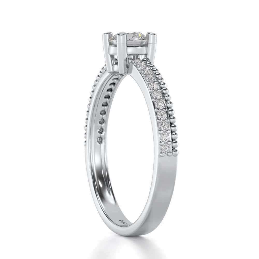 Esteem Solitaire Silver Ring - White Gold - Image 3