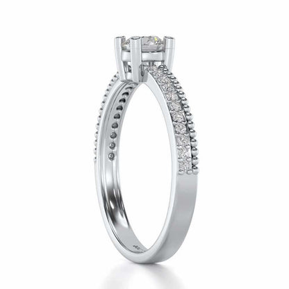 Esteem Solitaire Silver Ring - White Gold - Image 3