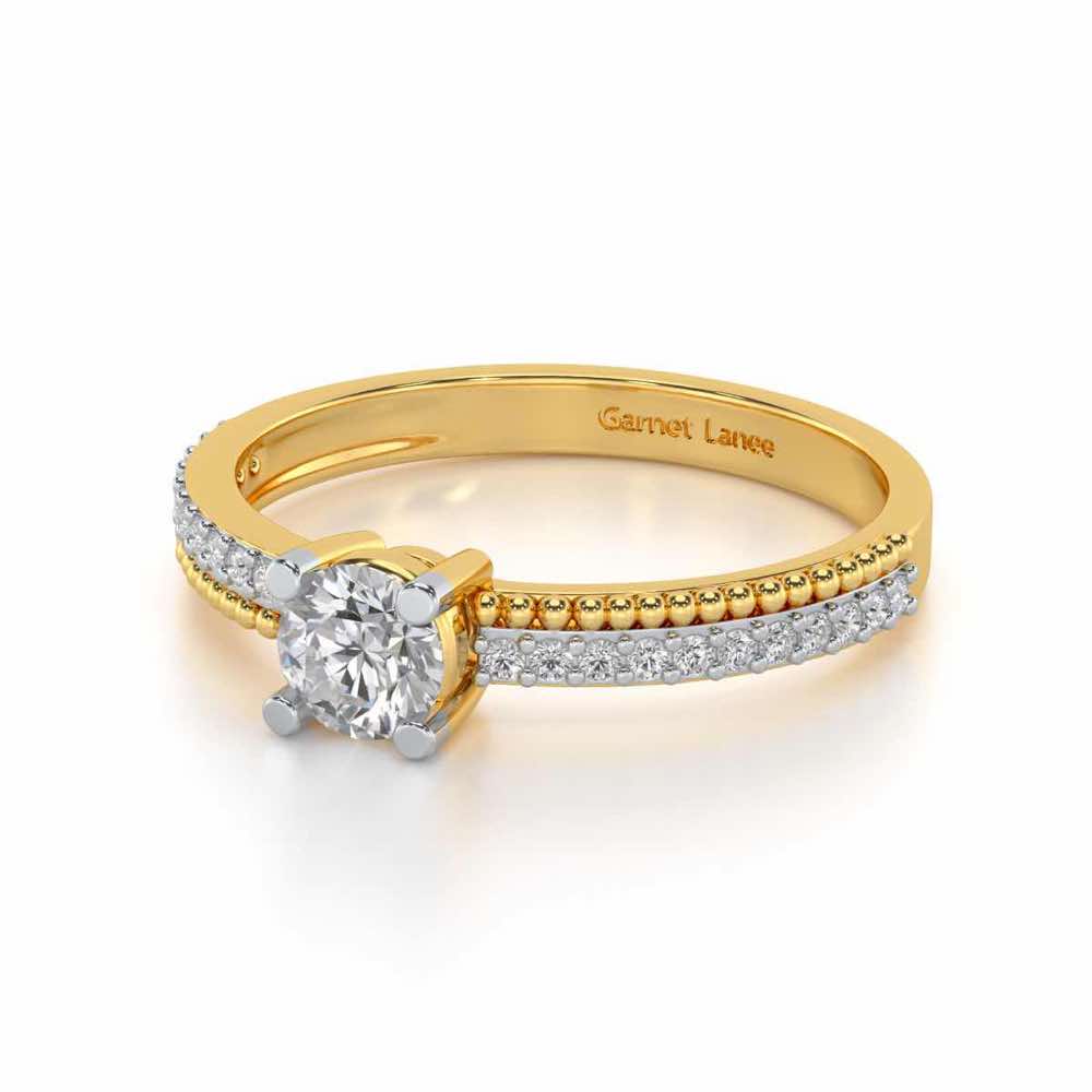 Esteem Solitaire Silver Ring - Yellow Gold - Image 2