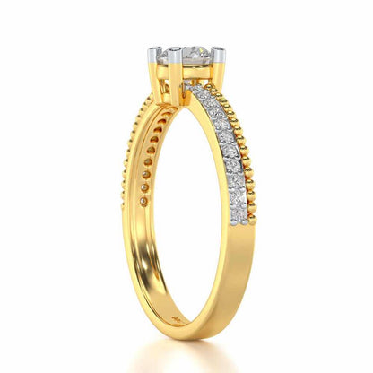 Esteem Solitaire Silver Ring - Yellow Gold - Image 3
