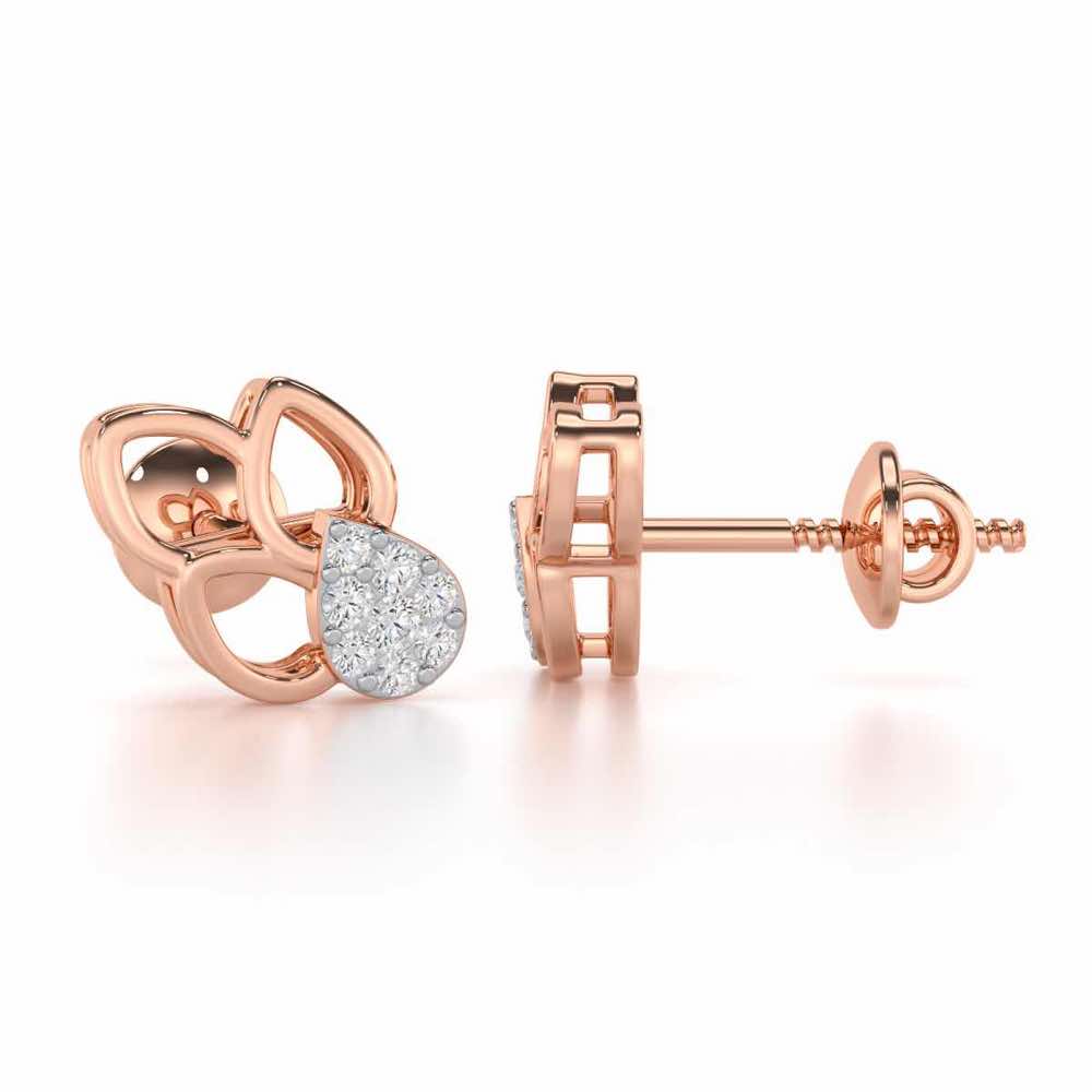 Ethereal Emotions Silver Stud Earrings - Rose Gold - Image 4