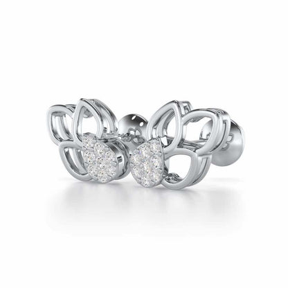 Ethereal Emotions Silver Stud Earrings - White Gold - Image 3