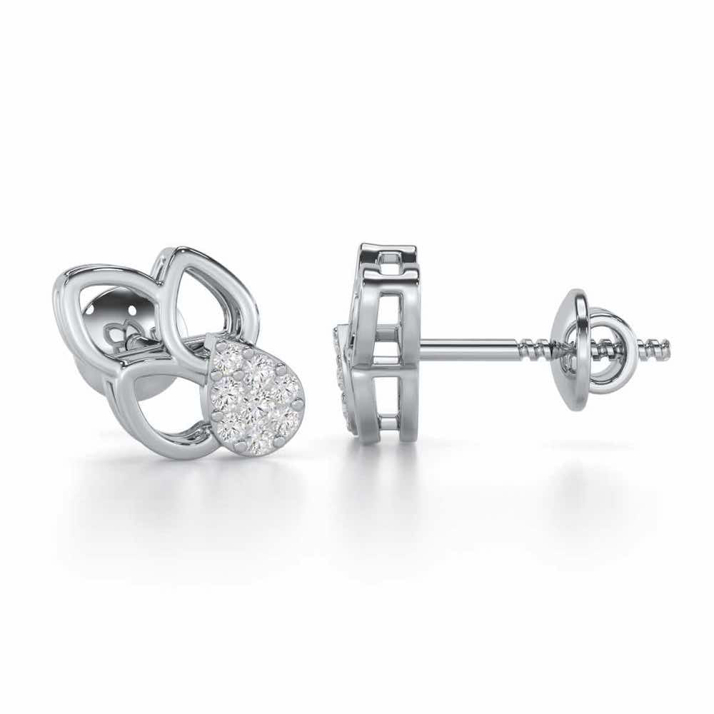 Ethereal Emotions Silver Stud Earrings - White Gold - Image 4