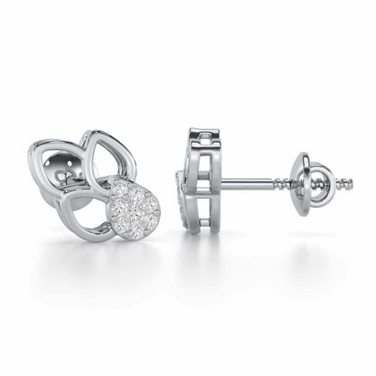 Ethereal Emotions Silver Stud Earrings - White Gold - Image 4