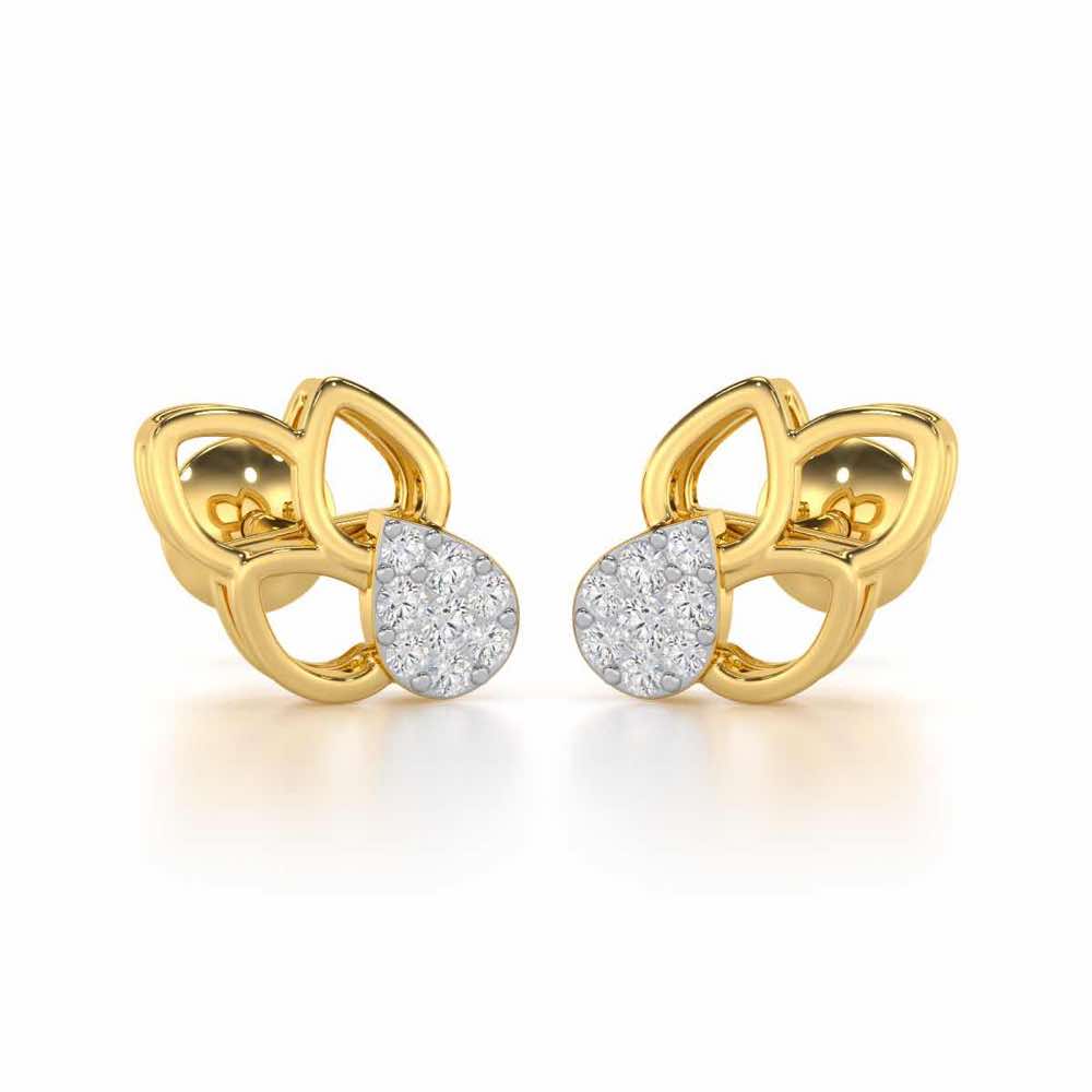 Ethereal Emotions Silver Stud Earrings - Yellow Gold - Image 1