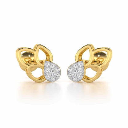 Ethereal Emotions Silver Stud Earrings - Yellow Gold - Image 1