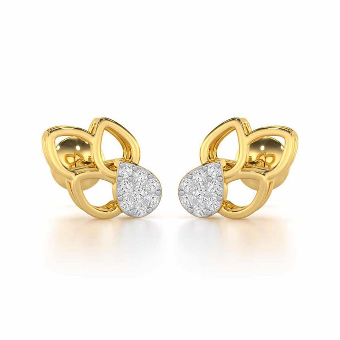 Ethereal Emotions Silver Stud Earrings - Yellow Gold - Image 1