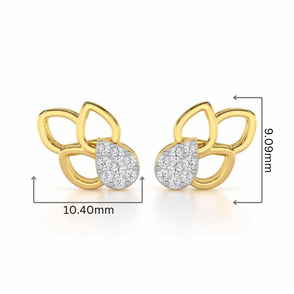 Ethereal Emotions Silver Stud Earrings - Yellow Gold - Image 2
