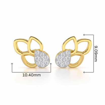 Ethereal Emotions Silver Stud Earrings - Yellow Gold - Image 2