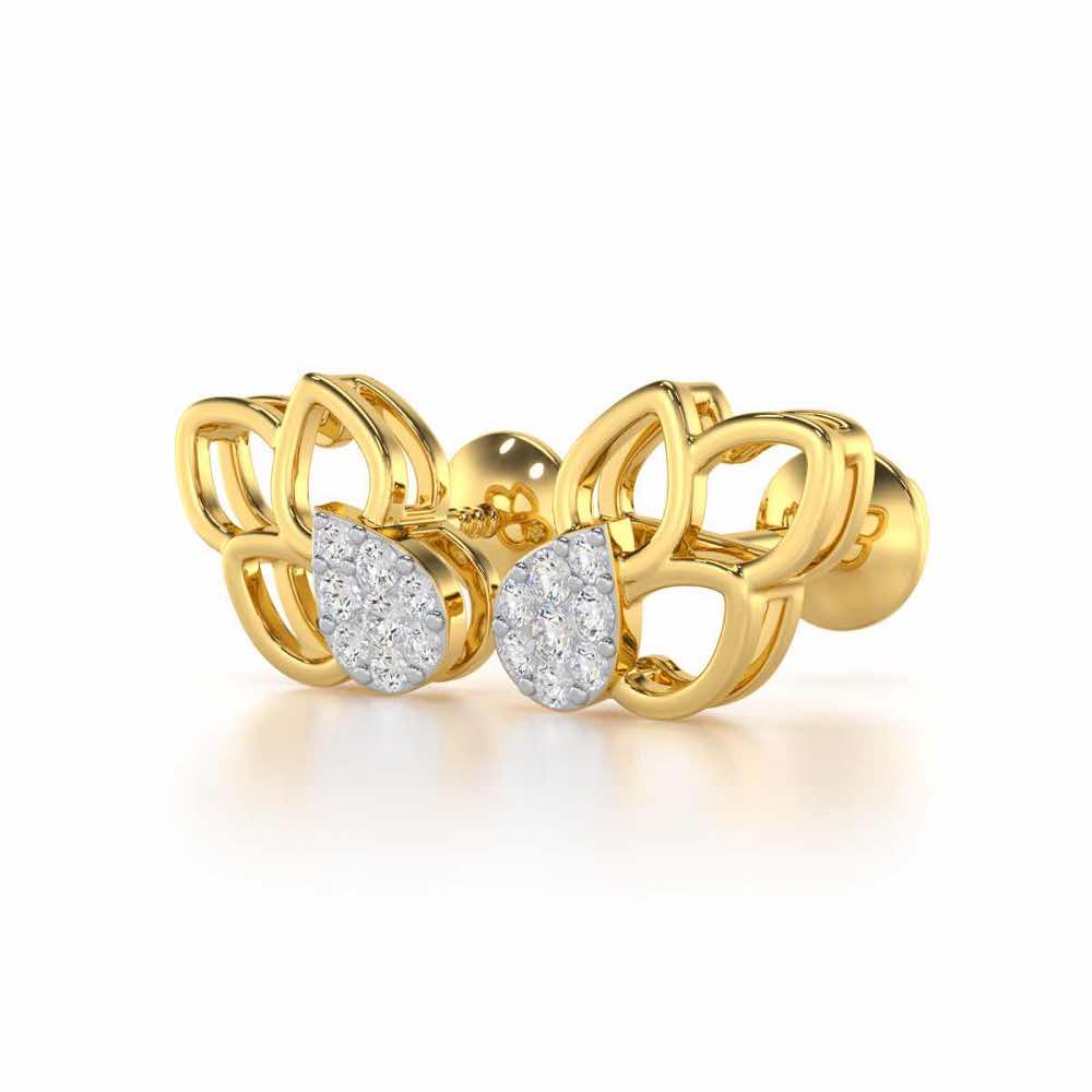 Ethereal Emotions Silver Stud Earrings - Yellow Gold - Image 3