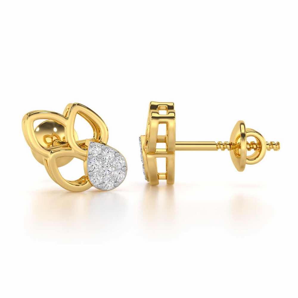 Ethereal Emotions Silver Stud Earrings - Yellow Gold - Image 4
