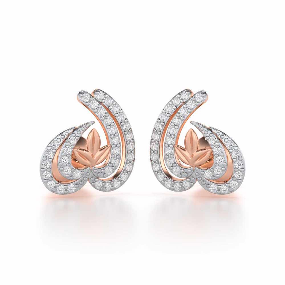 Ethereal Enigma Silver Stud Earrings - Rose Gold - Image 1