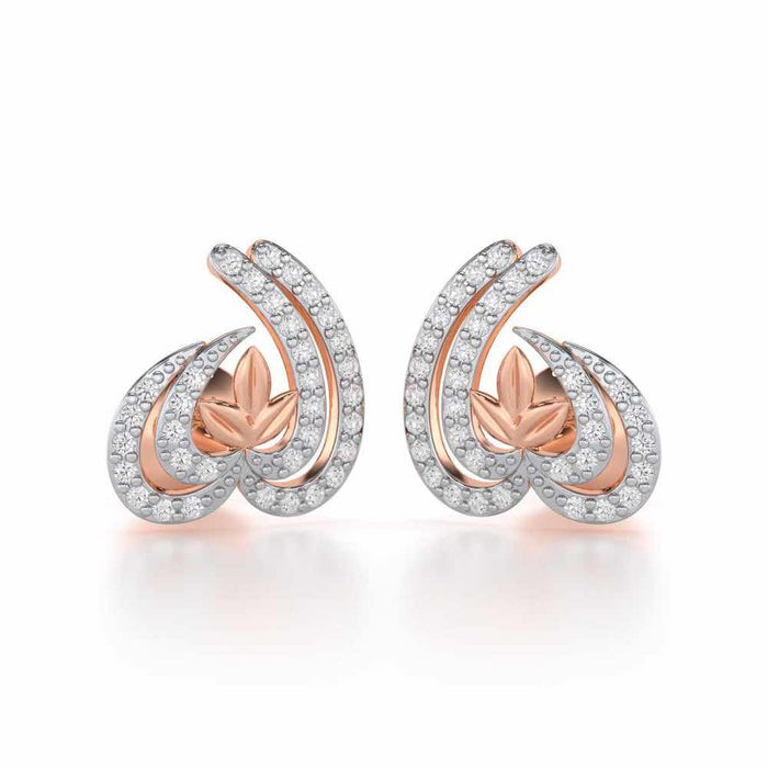 Ethereal Enigma Silver Stud Earrings - Rose Gold - Image 1