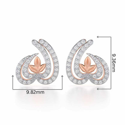Ethereal Enigma Silver Stud Earrings - Rose Gold - Image 2