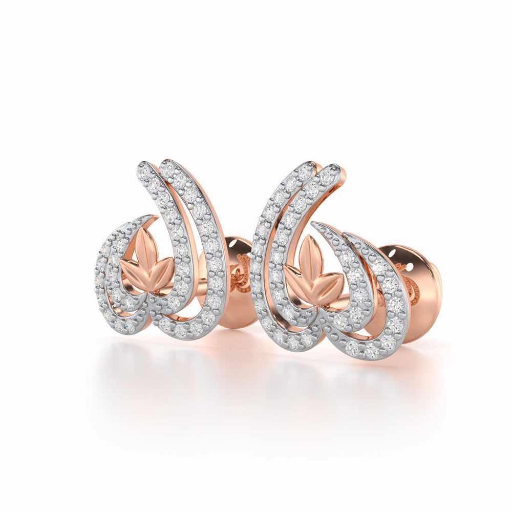 Ethereal Enigma Silver Stud Earrings - Rose Gold - Image 3
