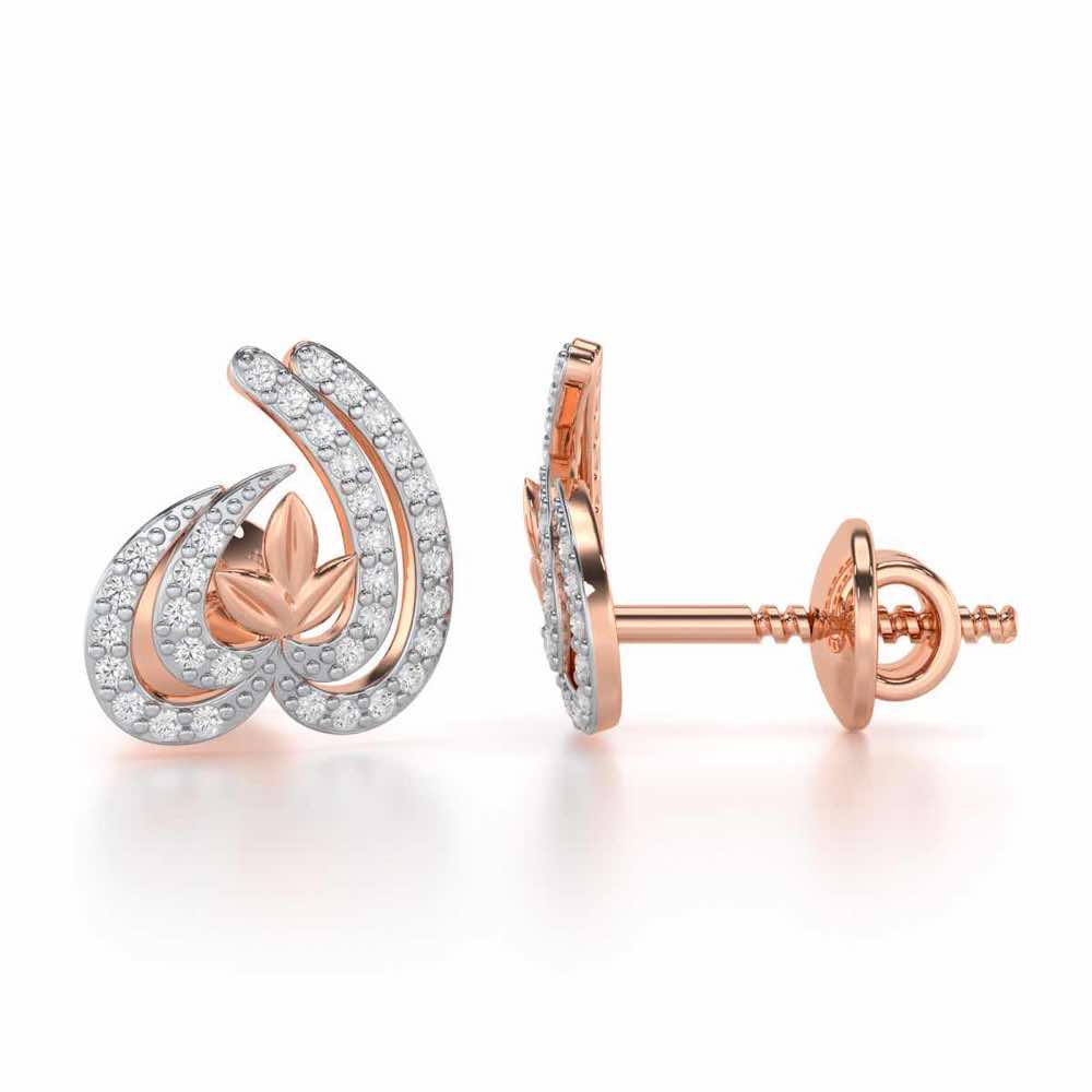 Ethereal Enigma Silver Stud Earrings - Rose Gold - Image 4