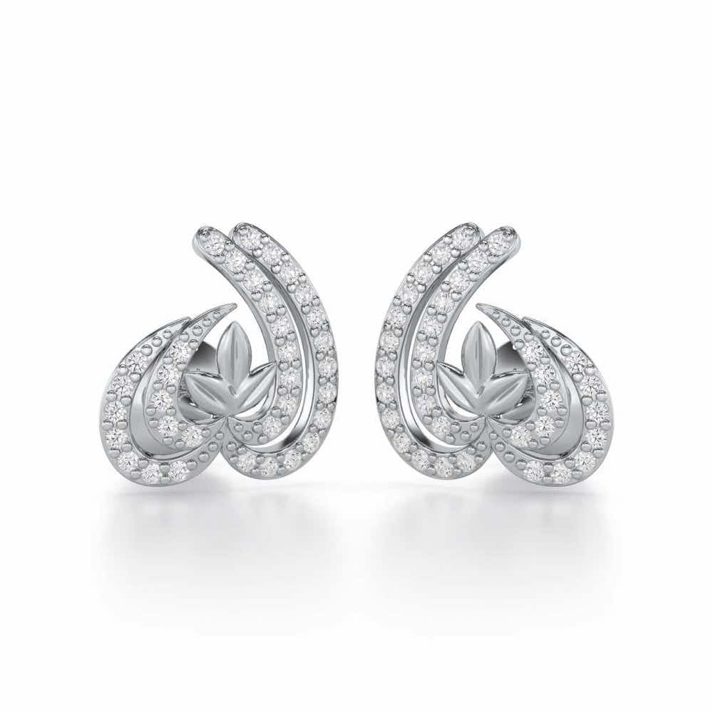Ethereal Enigma Silver Stud Earrings - White Gold - Image 1