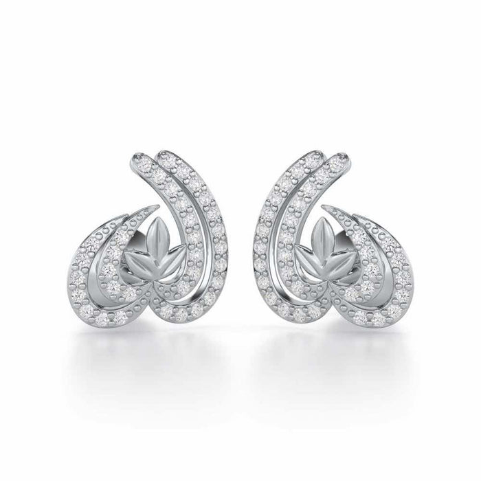 Ethereal Enigma Silver Stud Earrings - White Gold - Image 1