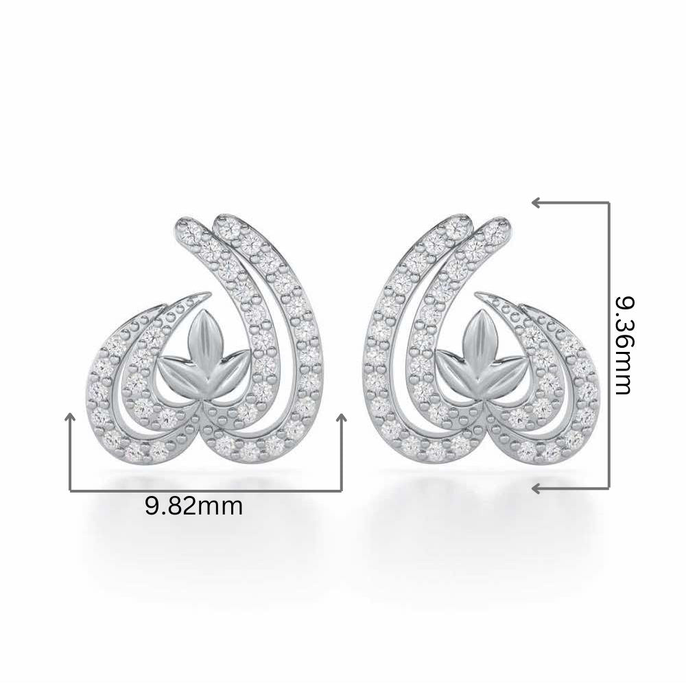 Ethereal Enigma Silver Stud Earrings - White Gold - Image 2