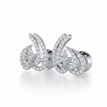 Ethereal Enigma Silver Stud Earrings - White Gold - Image 3