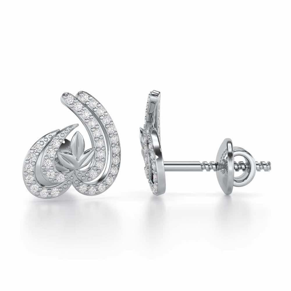 Ethereal Enigma Silver Stud Earrings - White Gold - Image 4