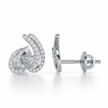 Ethereal Enigma Silver Stud Earrings - White Gold - Image 4