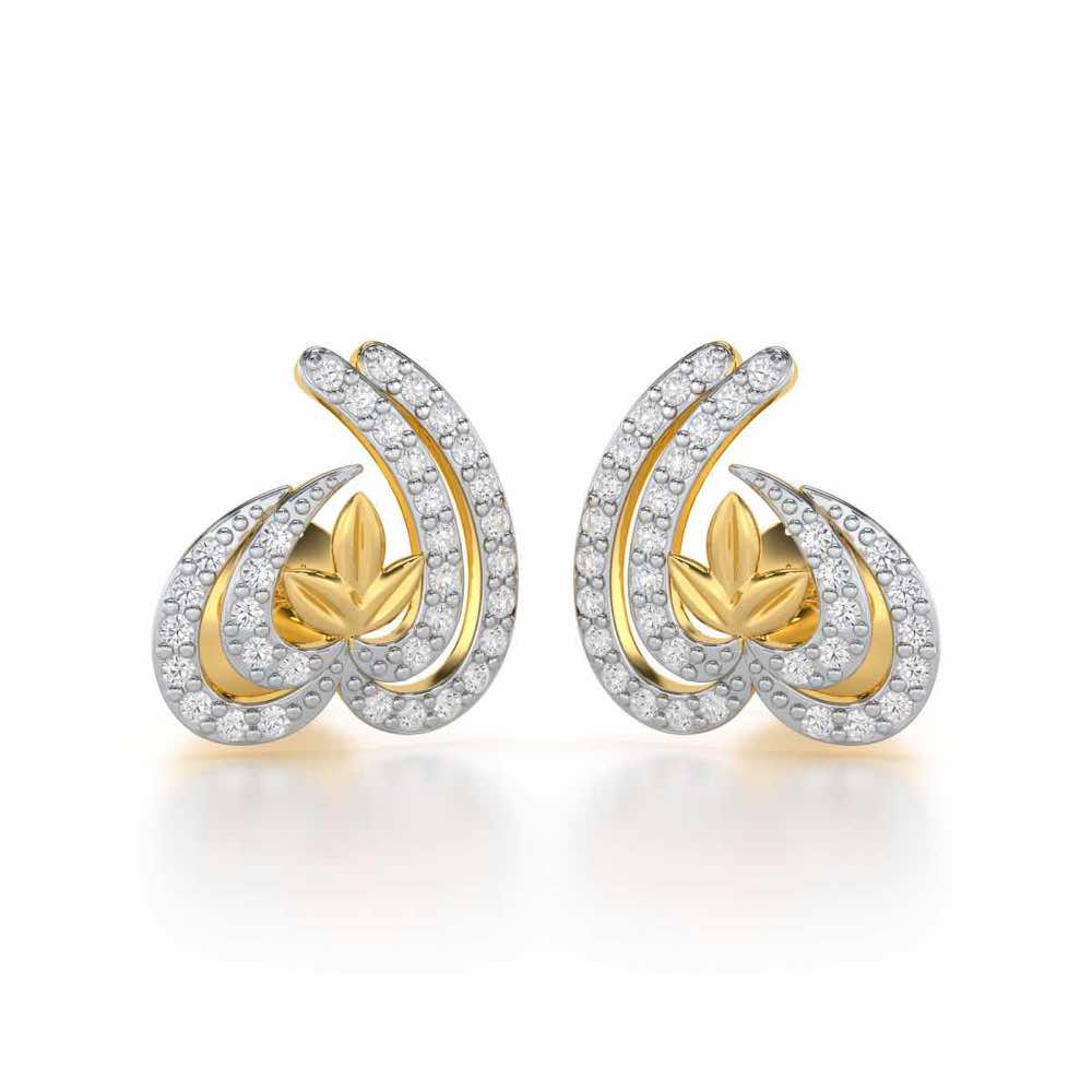 Ethereal Enigma Silver Stud Earrings - Yellow Gold - Image 1