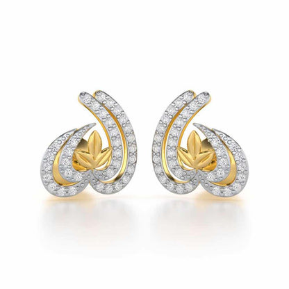 Ethereal Enigma Silver Stud Earrings - Yellow Gold - Image 1
