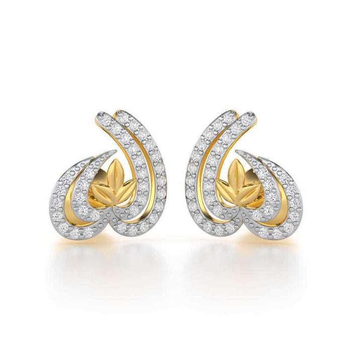 Ethereal Enigma Silver Stud Earrings - Yellow Gold - Image 1