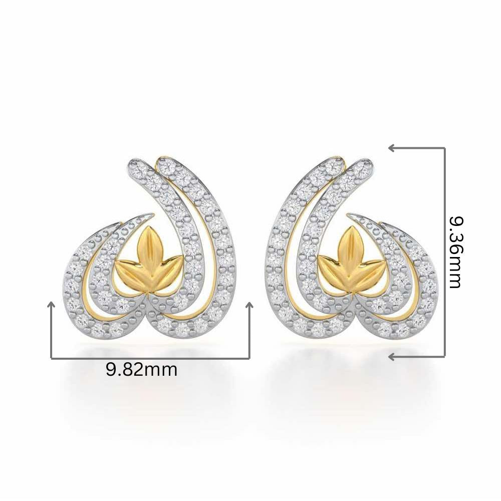 Ethereal Enigma Silver Stud Earrings - Yellow Gold - Image 2