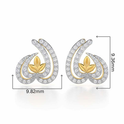 Ethereal Enigma Silver Stud Earrings - Yellow Gold - Image 2
