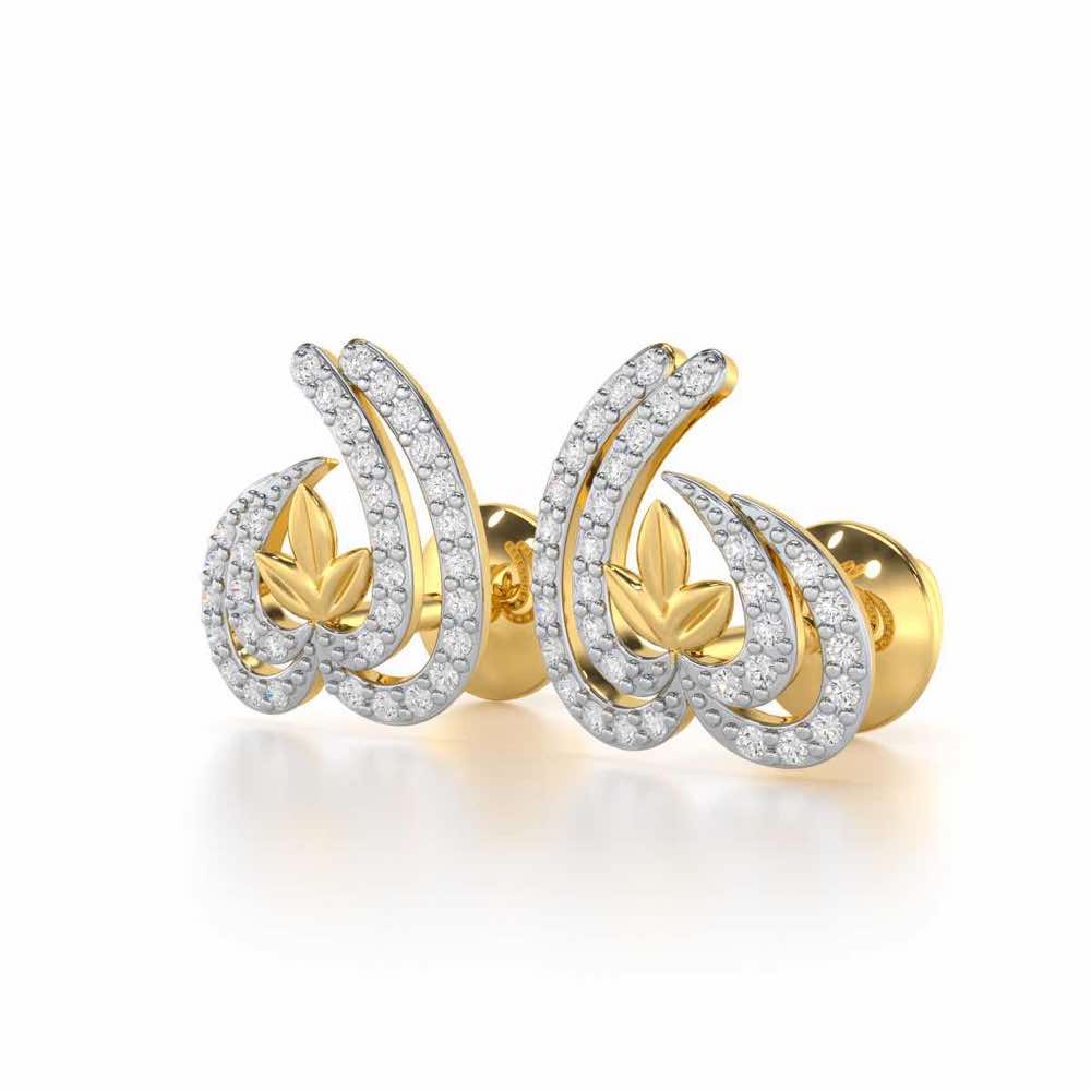Ethereal Enigma Silver Stud Earrings - Yellow Gold - Image 3