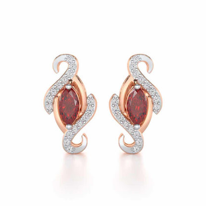 Ethereal Epiphany Garnet Silver Earrings - Rose Gold - Image 1