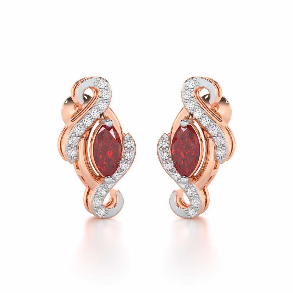Ethereal Epiphany Garnet Silver Earrings - Rose Gold - Image 2