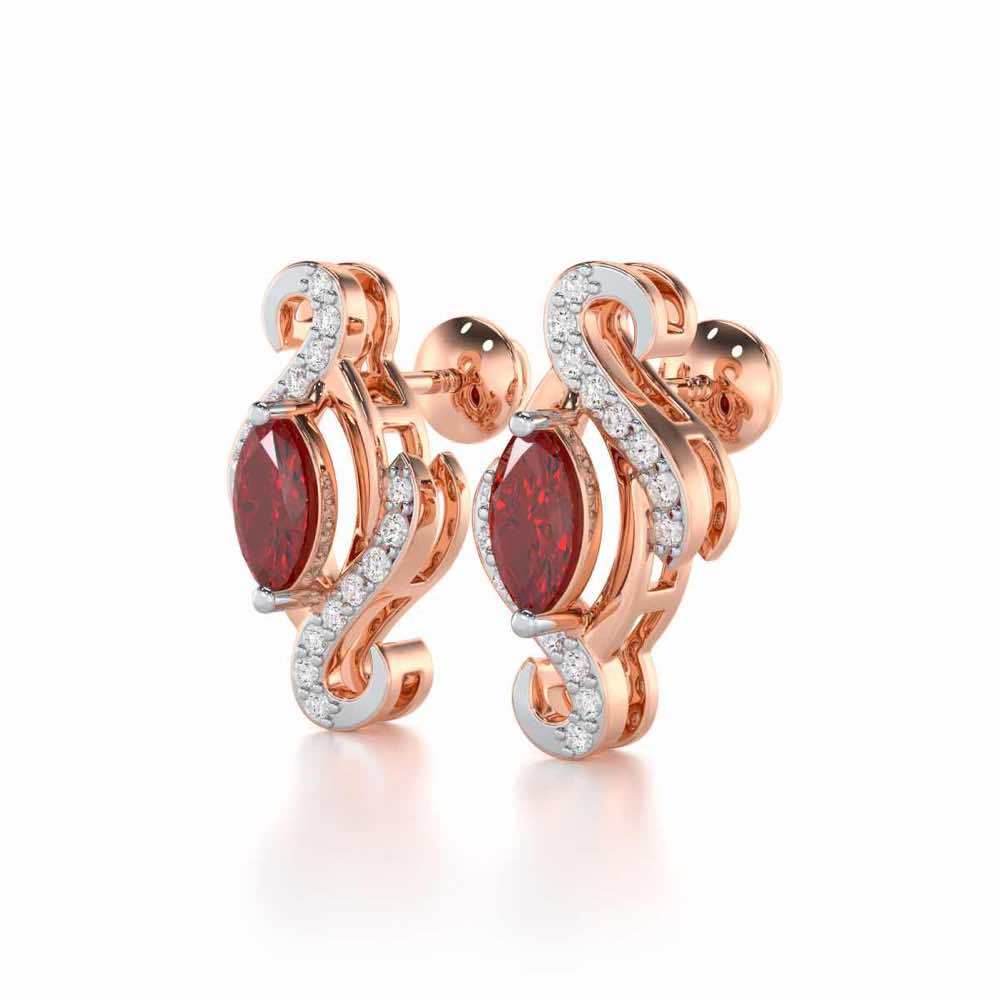 Ethereal Epiphany Garnet Silver Earrings - Rose Gold - Image 3